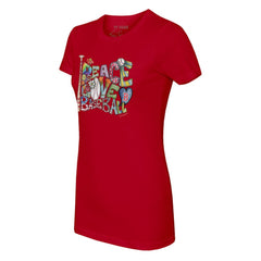 Boston Red Sox Tiny Turnip Women's Peace Love Baseball Fitted T-Shirt - Red