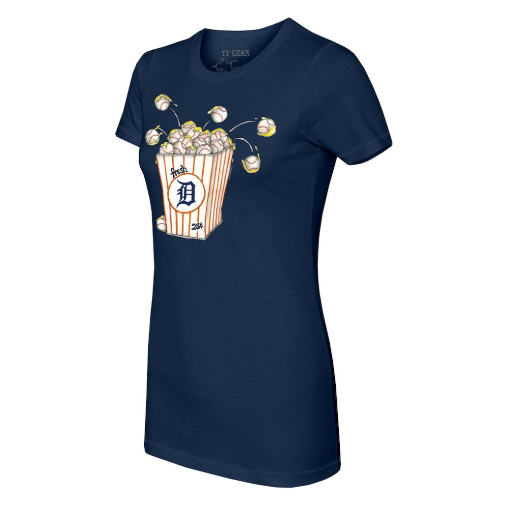 Detroit Tigers Tiny Turnip Women's Popcorn T-Shirt - Navy