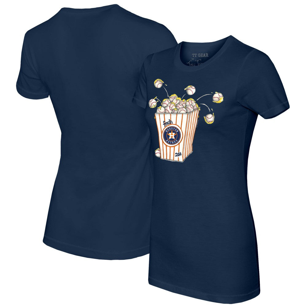 Houston Astros Tiny Turnip Women's Popcorn T-Shirt - Navy