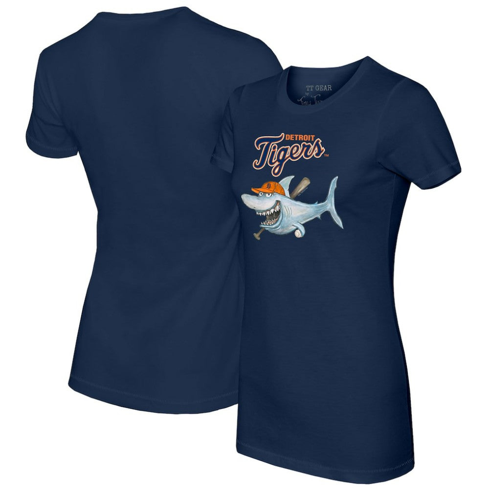 Detroit Tigers Tiny Turnip Women's Shark T-Shirt - Navy