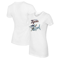 Detroit Tigers Tiny Turnip Women's Shark Logo T-Shirt - White