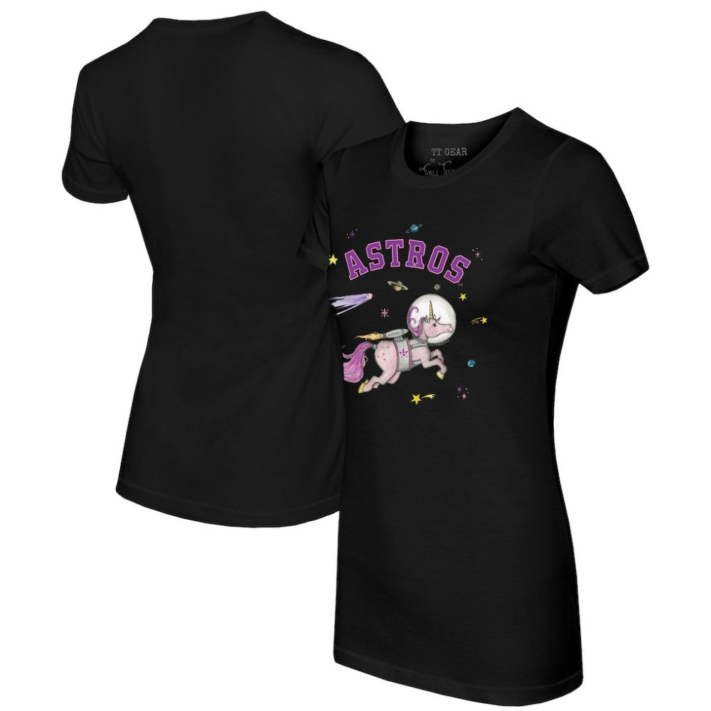 Houston Astros Tiny Turnip Women's Space Unicorn T-Shirt - Black