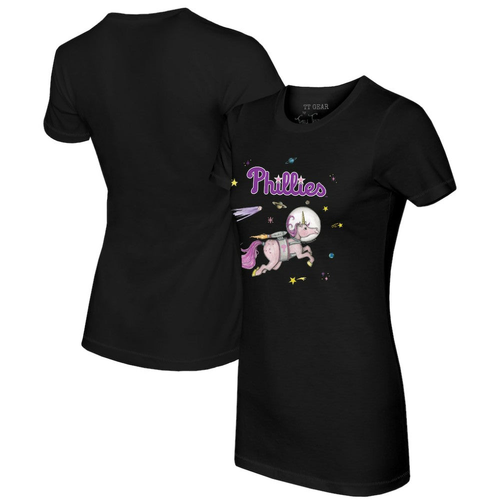 Philadelphia Phillies Tiny Turnip Women's Space Unicorn T-Shirt - Black