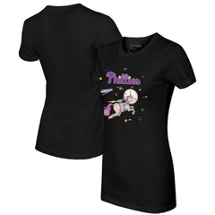 Philadelphia Phillies Tiny Turnip Women's Space Unicorn T-Shirt - Black