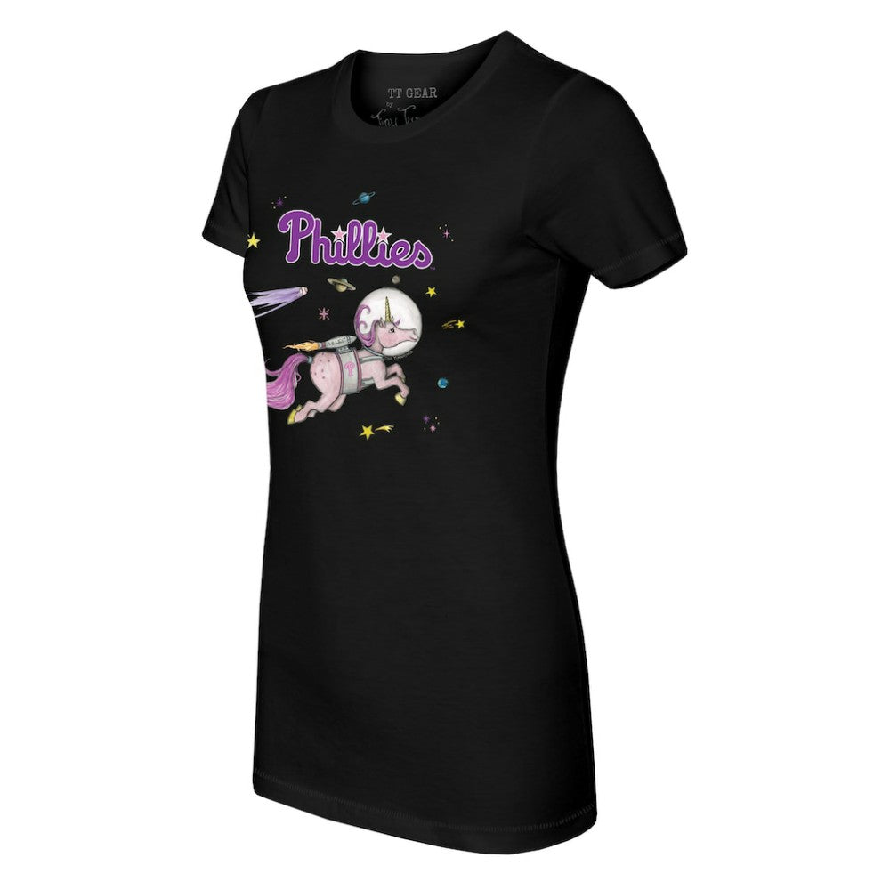 Philadelphia Phillies Tiny Turnip Women's Space Unicorn T-Shirt - Black