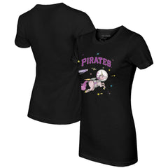 Pittsburgh Pirates Tiny Turnip Women's Space Unicorn T-Shirt - Black