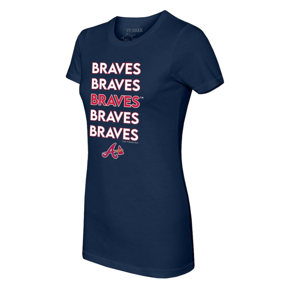 Atlanta Braves Tiny Turnip Women's Stacked T-Shirt - Navy