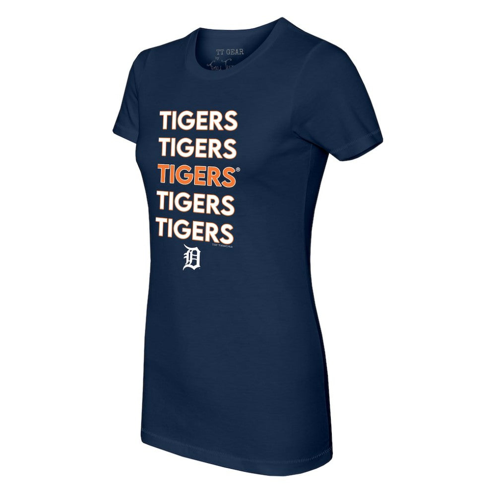Detroit Tigers Tiny Turnip Women's Stacked T-Shirt - Navy