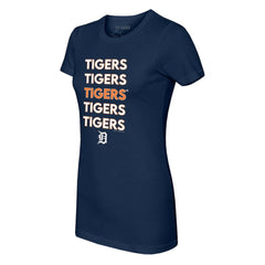 Detroit Tigers Tiny Turnip Women's Stacked T-Shirt - Navy