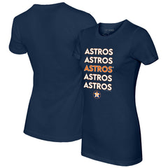 Houston Astros Tiny Turnip Women's Stacked T-Shirt - Navy