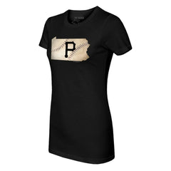 Pittsburgh Pirates Tiny Turnip Women's State Outline T-Shirt - Black