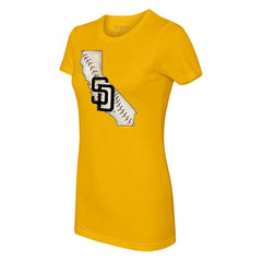 San Diego Padres Tiny Turnip Women's State Outline T-Shirt - Gold