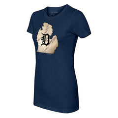 Detroit Tigers Tiny Turnip Women's State Outline T-Shirt - Navy