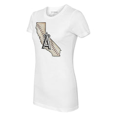 Los Angeles Angels Tiny Turnip Women's State Outline T-Shirt - White
