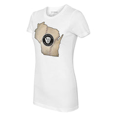 Milwaukee Brewers Tiny Turnip Women's State Outline T-Shirt - White
