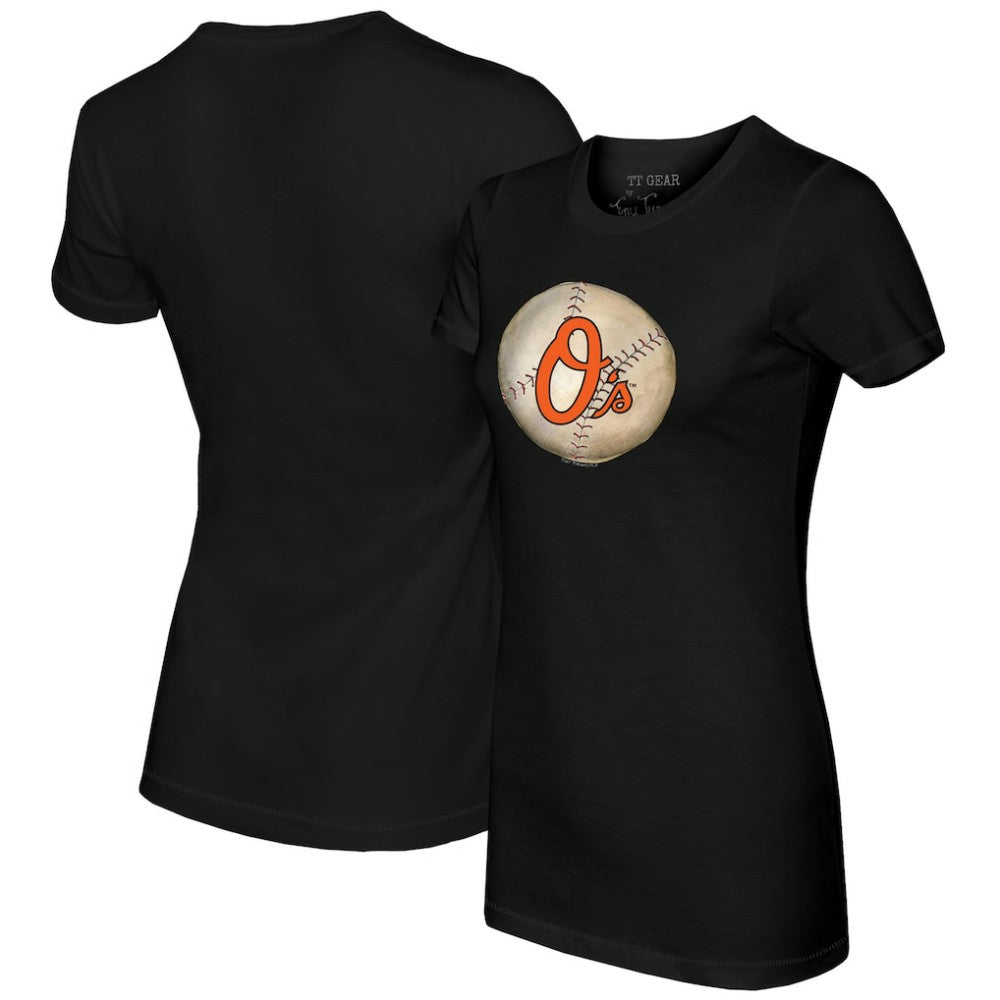 Baltimore Orioles Tiny Turnip Women's Stitched Baseball T-Shirt - Black
