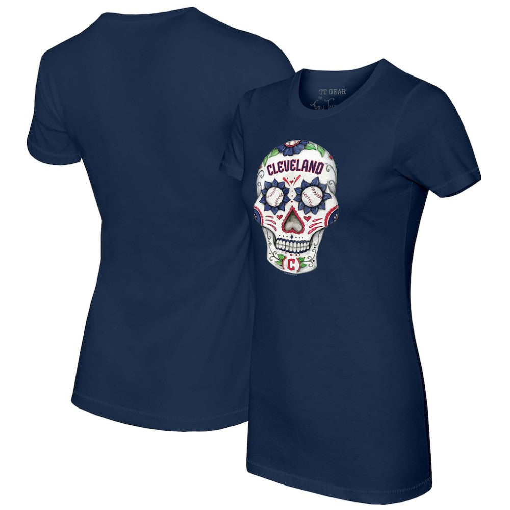 Cleveland Guardians Tiny Turnip Women's Sugar Skull T-Shirt - Navy