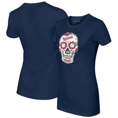 Washington Nationals Tiny Turnip Women's Sugar Skull T-Shirt - Navy