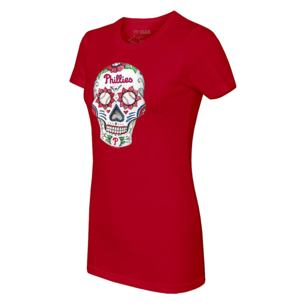 Philadelphia Phillies Tiny Turnip Women's Sugar Skull T-Shirt - Red