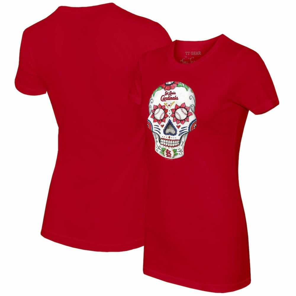 St. Louis Cardinals Tiny Turnip Women's Sugar Skull T-Shirt - Red