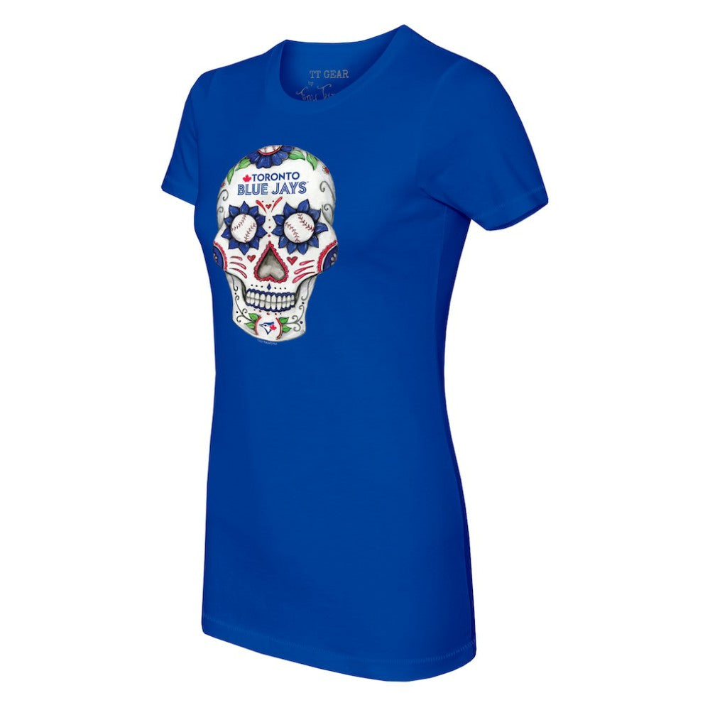 Toronto Blue Jays Tiny Turnip Women's Sugar Skull T-Shirt - Royal