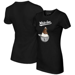 Chicago White Sox Tiny Turnip Women's Sundae Helmet T-Shirt - Black