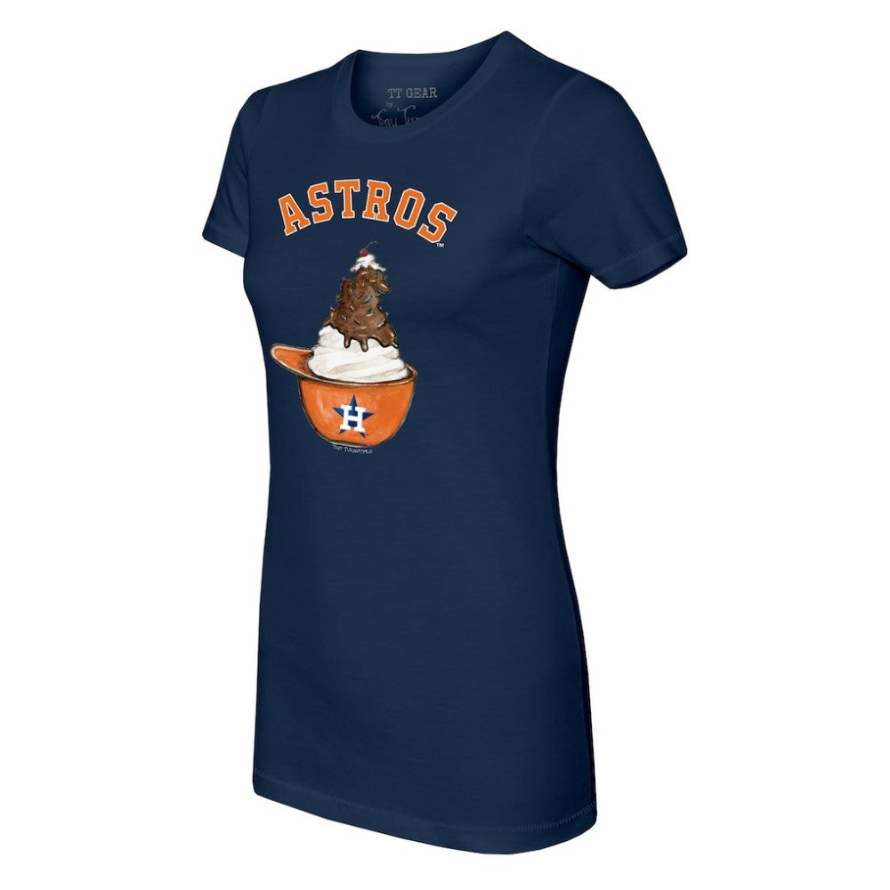 Houston Astros Tiny Turnip Women's Sundae Helmet T-Shirt - Navy