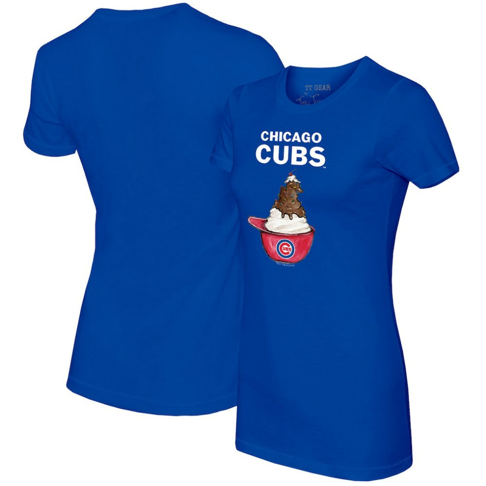 Chicago Cubs Tiny Turnip Women's Sundae Helmet T-Shirt - Royal