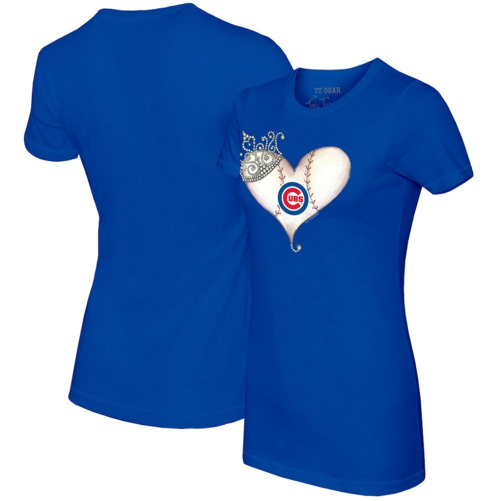Chicago Cubs Tiny Turnip Women's Tiara Heart T-Shirt - Royal