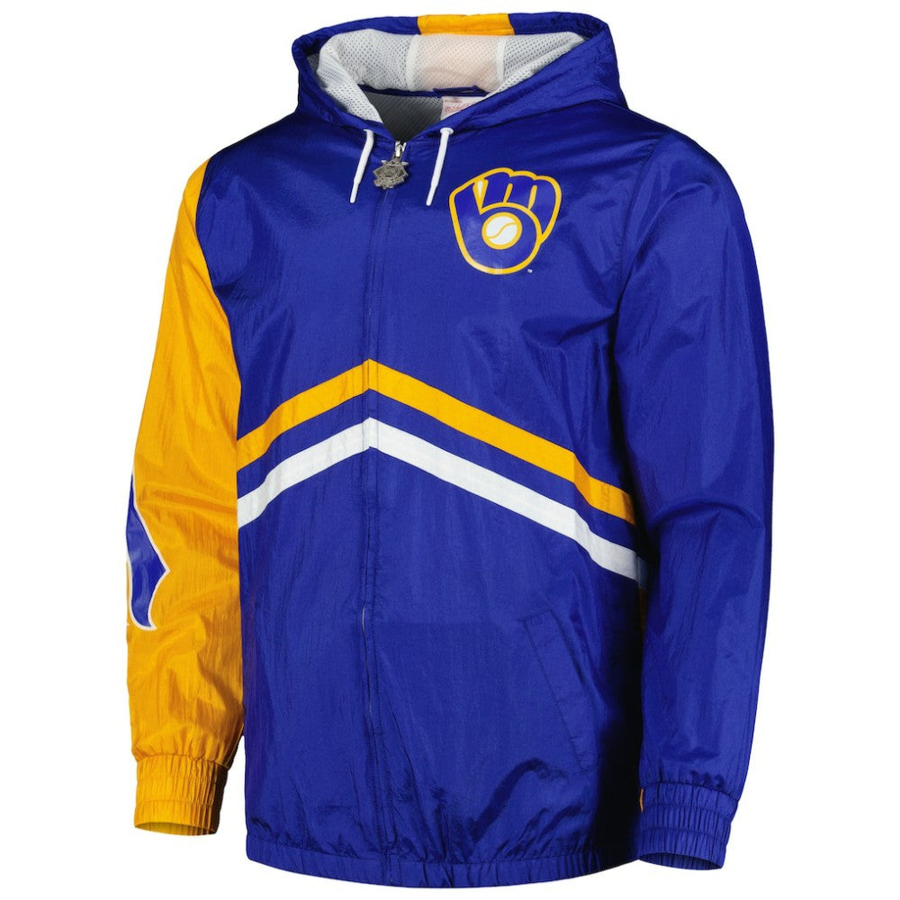 Milwaukee Brewers Undeniable Full-Zip Hoodie Windbreaker Jacket - Royal | Mitchell & Ness