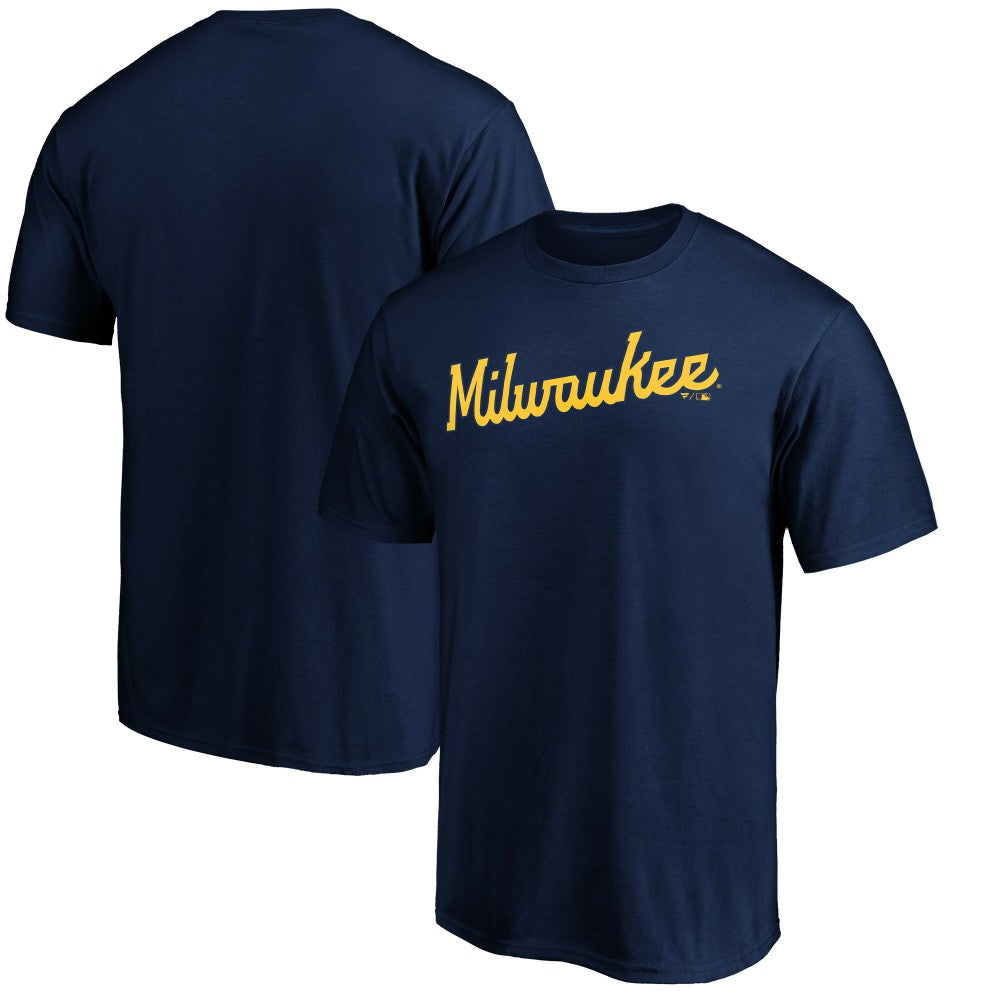 Milwaukee Brewers Official Team Wordmark T-Shirt - Navy
