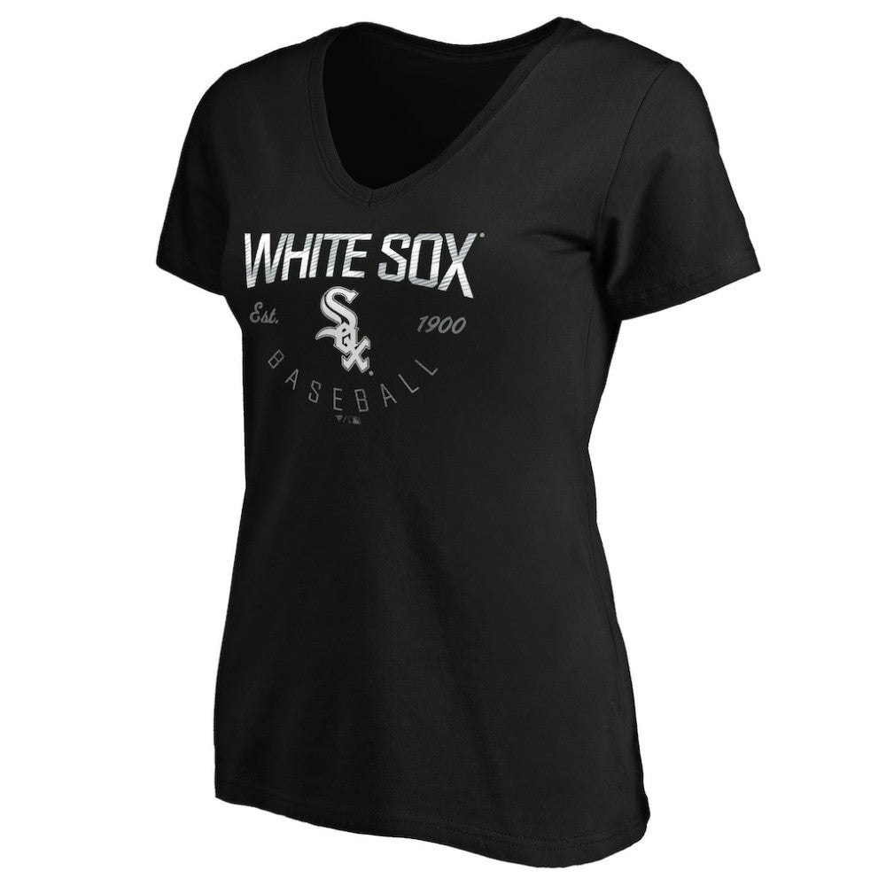 Chicago White Sox Women's Core Live For It V-Neck T-Shirt - Black