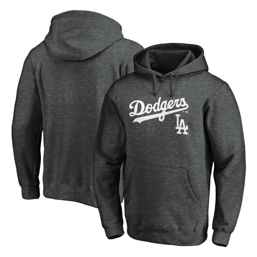 Los Angeles Dodgers Team Lock Up Wordmark Pullover Hoodie - Charcoal
