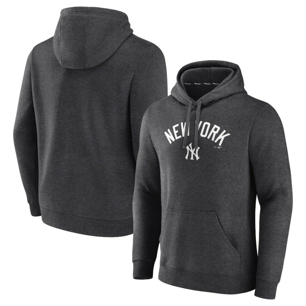 New York Yankees Team Lock Up Wordmark Pullover Hoodie - Charcoal