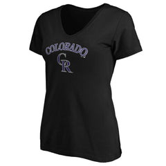Colorado Rockies Women's Core Team Lock Up V-Neck T-Shirt - Black
