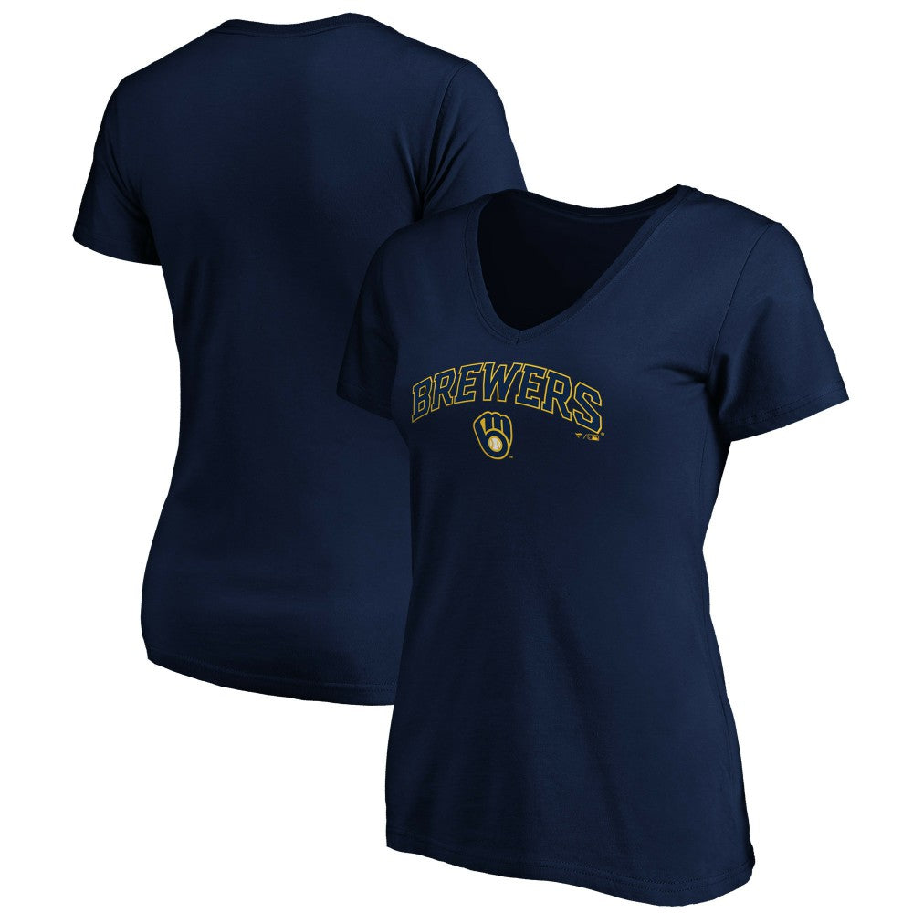 Milwaukee Brewers Women's Core Team Lock Up V-Neck T-Shirt - Navy