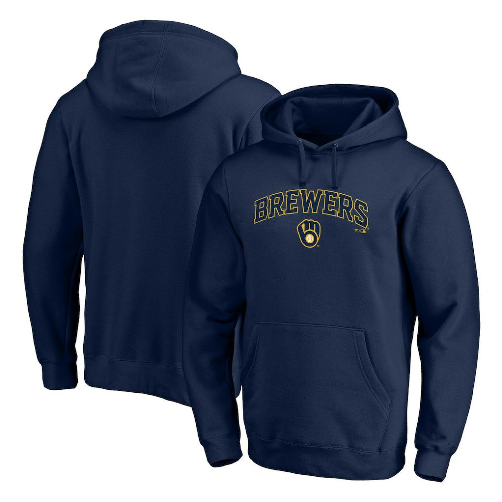 Milwaukee Brewers Team Lock Up Wordmark Pullover Hoodie - Navy