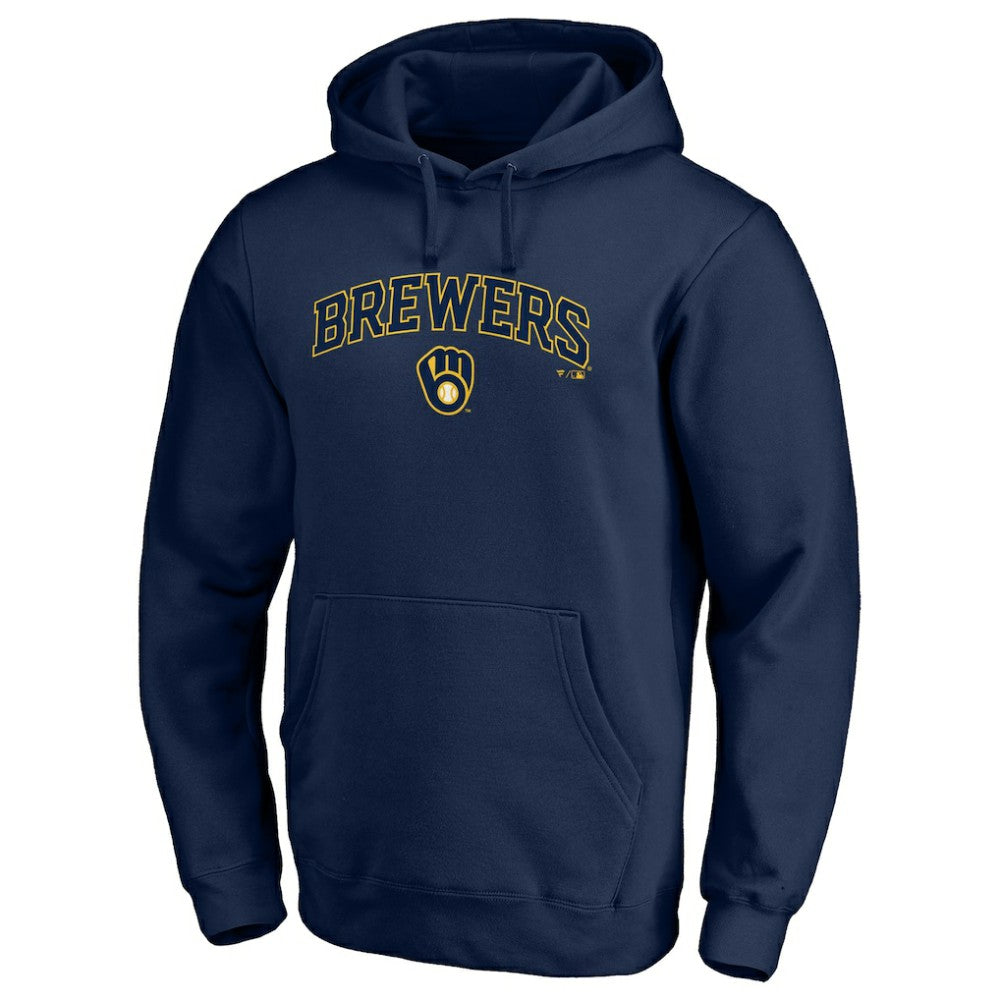 Milwaukee Brewers Team Lock Up Wordmark Pullover Hoodie - Navy