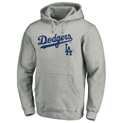 Los Angeles Dodgers Team Lock Up Wordmark Pullover Hoodie - Gray