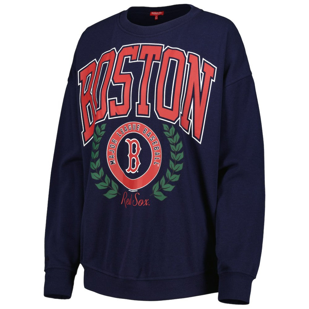 Boston Red Sox Women's Logo Lt 2.0 Pullover Sweatshirt - Navy | Mitchell & Ness