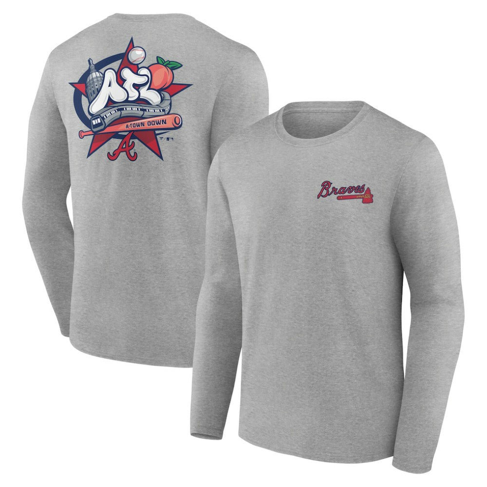 Atlanta Braves Nice Kicks Long Sleeve T-Shirt - Gray