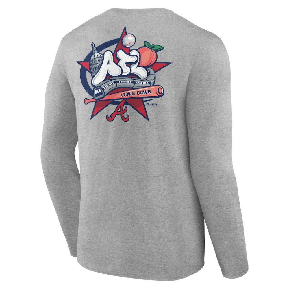 Atlanta Braves Nice Kicks Long Sleeve T-Shirt - Gray