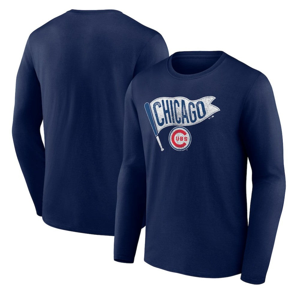 Chicago Cubs Flag Long Sleeve T-Shirt - Navy