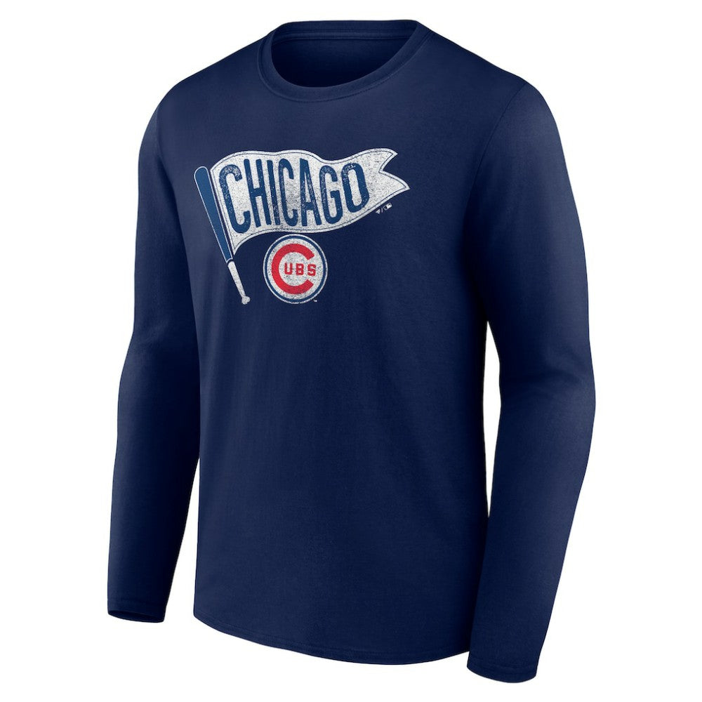 Chicago Cubs Flag Long Sleeve T-Shirt - Navy
