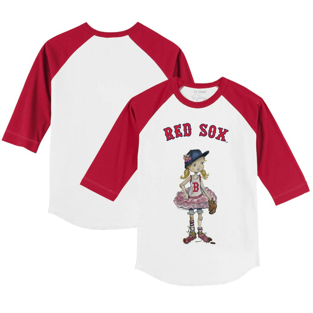 Boston Red Sox Tiny Turnip Youth Babes 3/4-Sleeve Raglan T-Shirt - White/Red