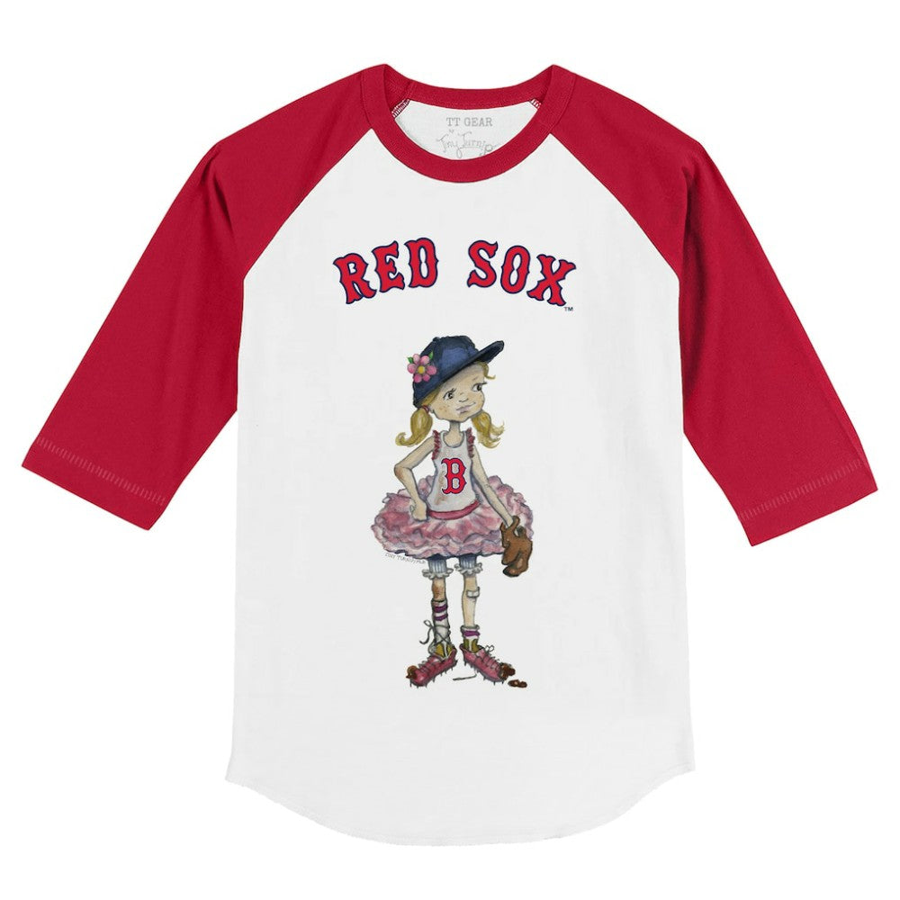 Boston Red Sox Tiny Turnip Youth Babes 3/4-Sleeve Raglan T-Shirt - White/Red