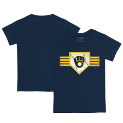 Milwaukee Brewers Tiny Turnip Youth Base Stripe T-Shirt - Navy