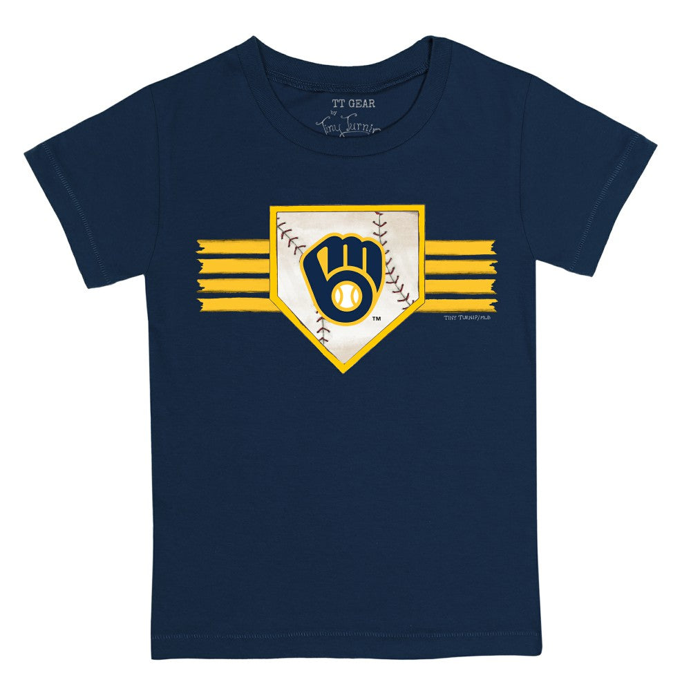 Milwaukee Brewers Tiny Turnip Youth Base Stripe T-Shirt - Navy