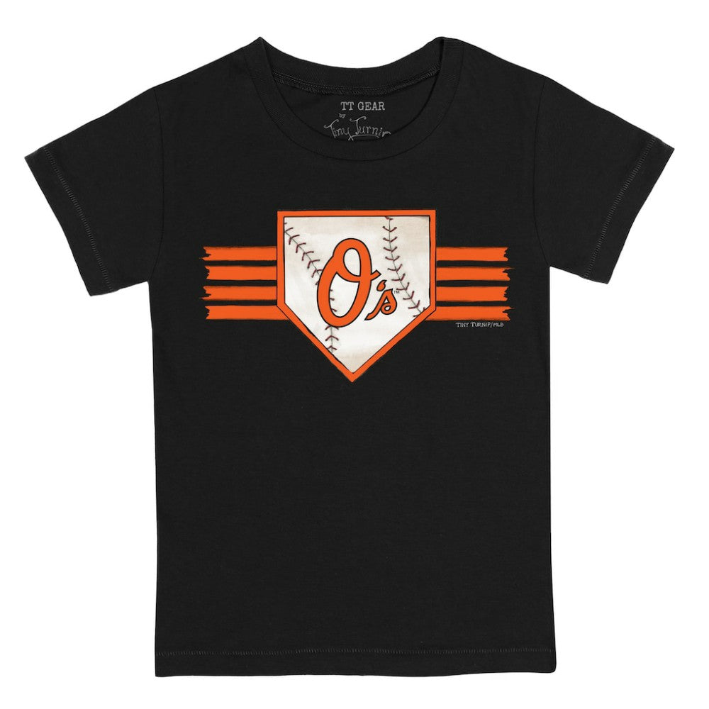 Baltimore Orioles Tiny Turnip Youth Base Stripe T-Shirt - Black