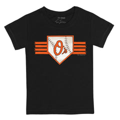 Baltimore Orioles Tiny Turnip Youth Base Stripe T-Shirt - Black